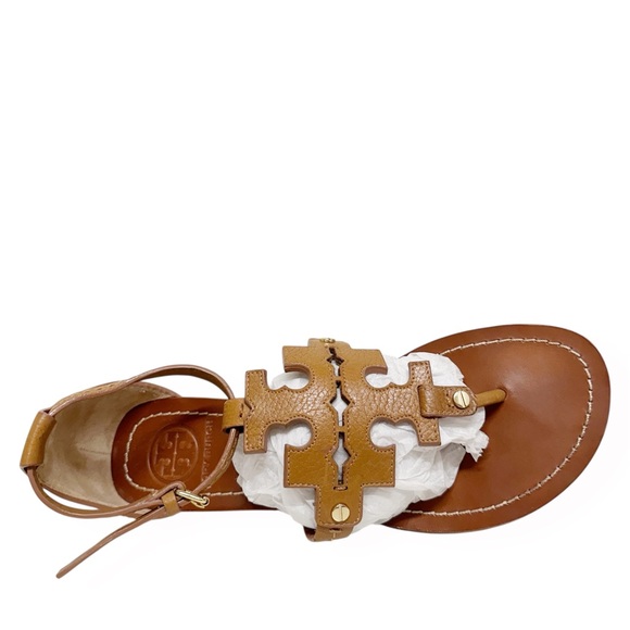 Tory Burch Phoebe Tan Leather Flat Thong Sandal Royal Tan Brown US Size 7 - Picture 7 of 14